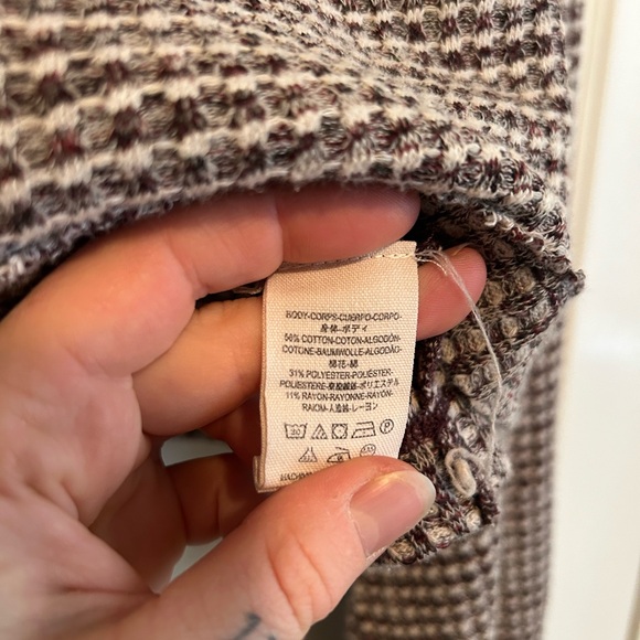 Free People Waffle Knit Boxy Maroon Crop Top - Picture 4 of 5